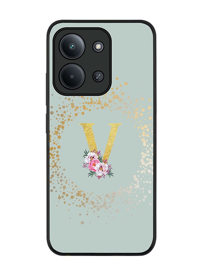 Stylizedd For Xiaomi Poco C85 4G Case,Slim fit Camera Protection, Shockproof Thin Phone cover  - Custom Monogram Floral - V  (Light Grey ) - Image 1